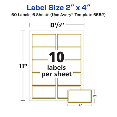 Avery Glossy Clear Labels with Metallic Gold Label Borders, 2